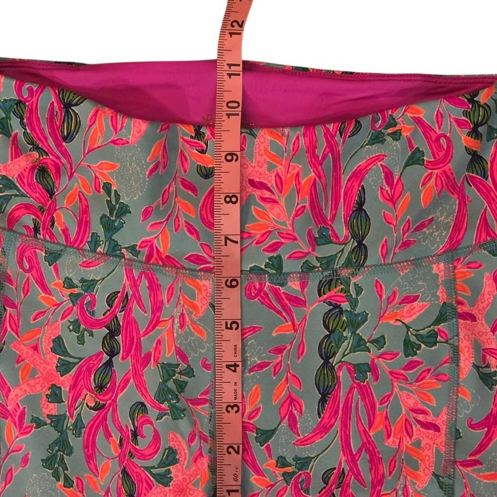 Lilly Pulitzer Luxletic Weekender High Rise Leggings Seaweed Samba Pink Green M - Picture 5 of 8